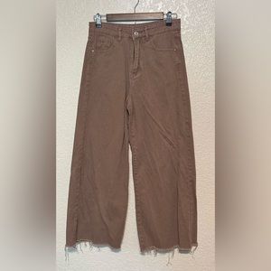 Small Brown Wide Leg Distressed Shein Jeans